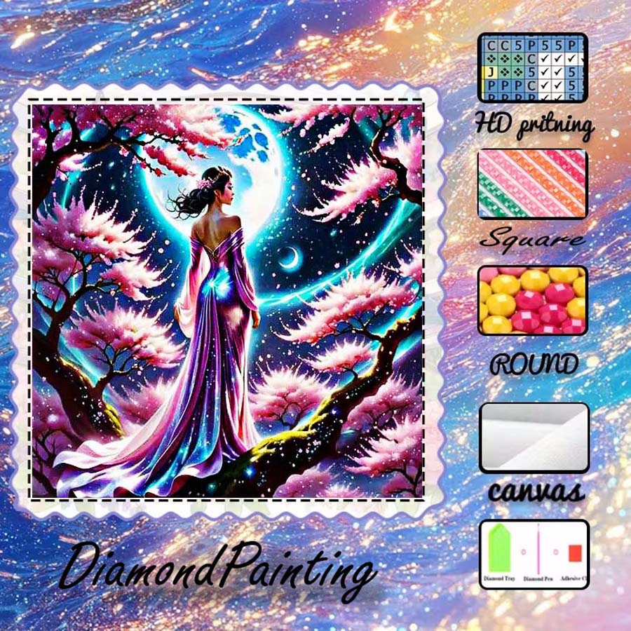 5D Diamond Painting Kit Full Drill - 1 piece 5D DIY flocking cloth,