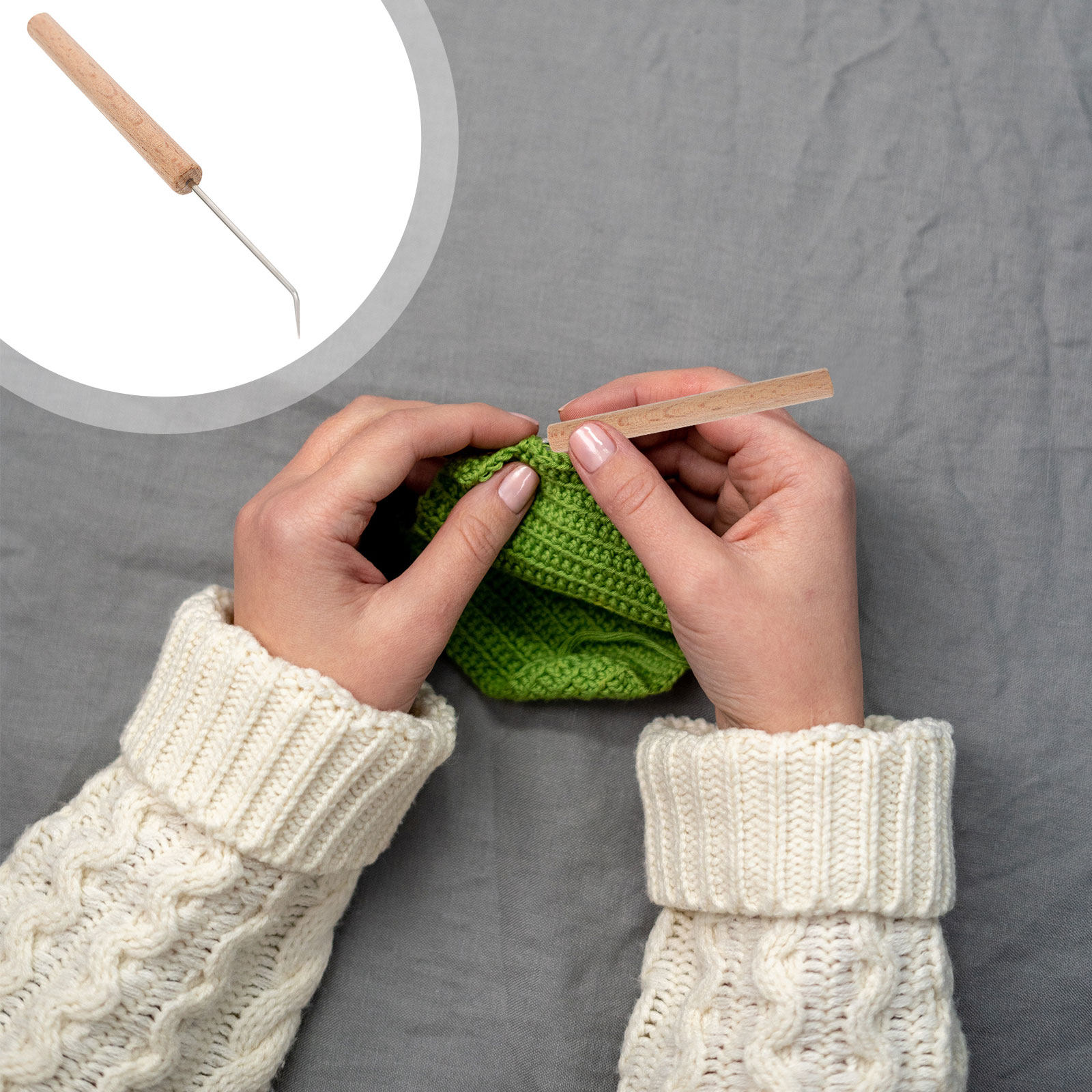Wooden Crochet Hooks Ergonomic Handle - 1Pcs Premium Wooden Crochet Hooks Set