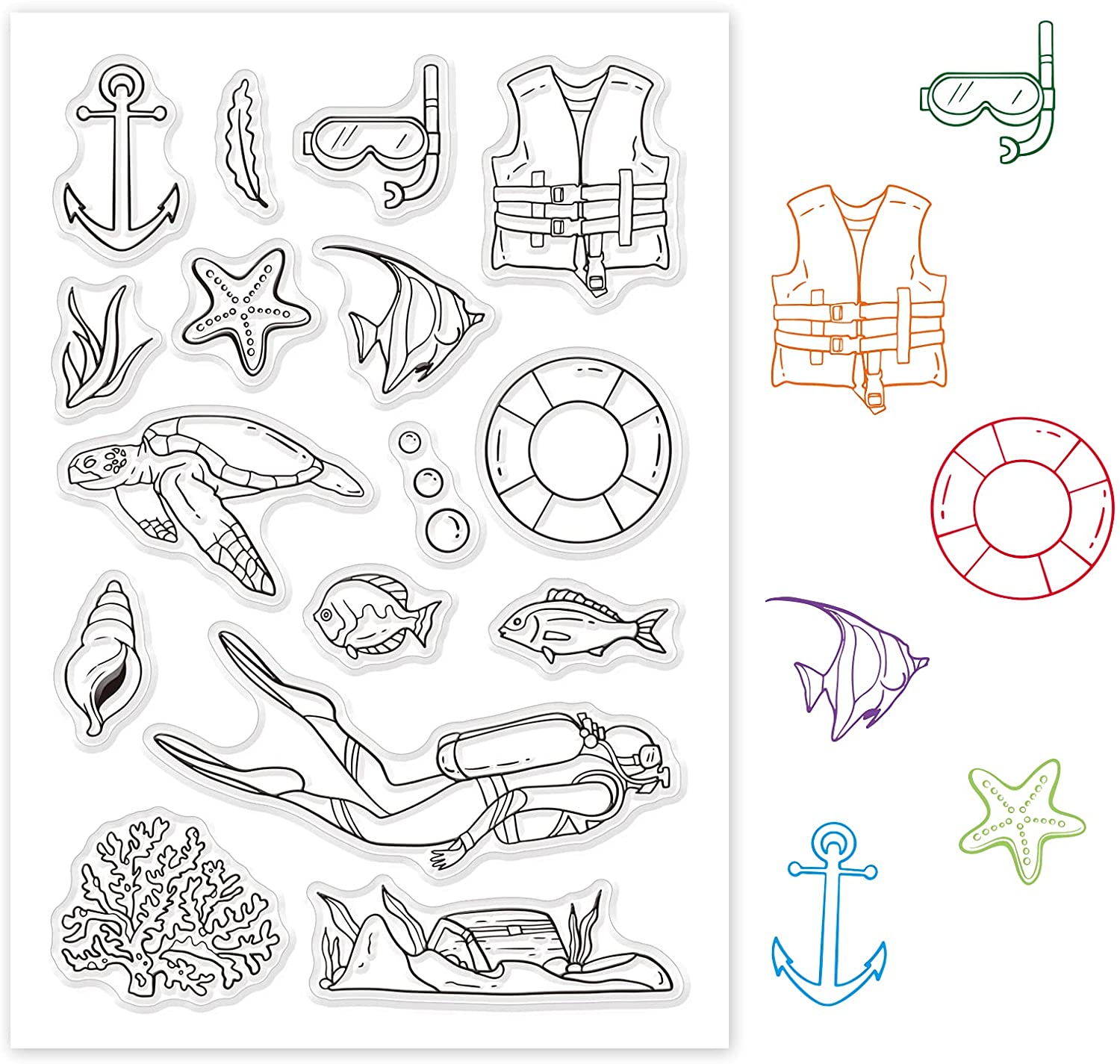 1PC Ocean World Diving Clear S - огляд і ціна Clear Silicone Stamps For Card Making