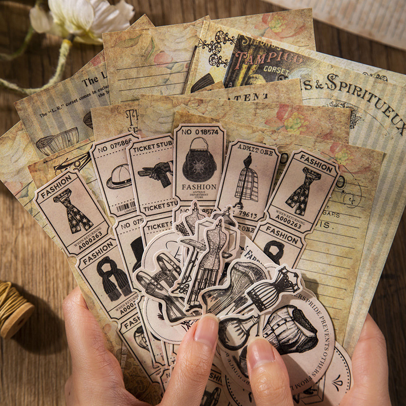 60 pcs Vintage Stickers+materi - огляд і ціна Vintage Junk Journal Scrapbooking Paper