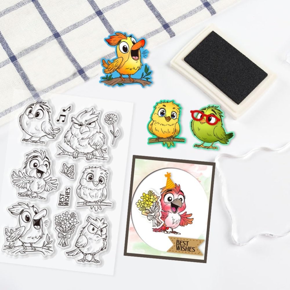 Funny Bird Clear Stamps for Sc - огляд і ціна Clear Silicone Stamps For Card Making