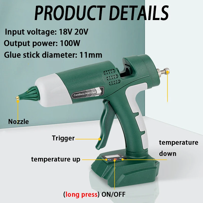 100W Cordless Hot Melt Glue Gu - огляд і ціна Hot Melt Glue Gun Cordless