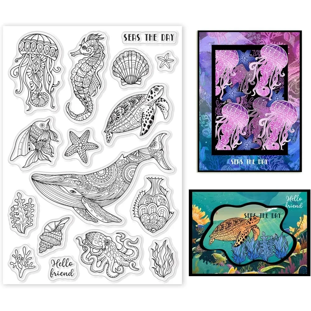 Ocean Life Clear Stamps Marine - огляд і ціна Clear Silicone Stamps For Card Making