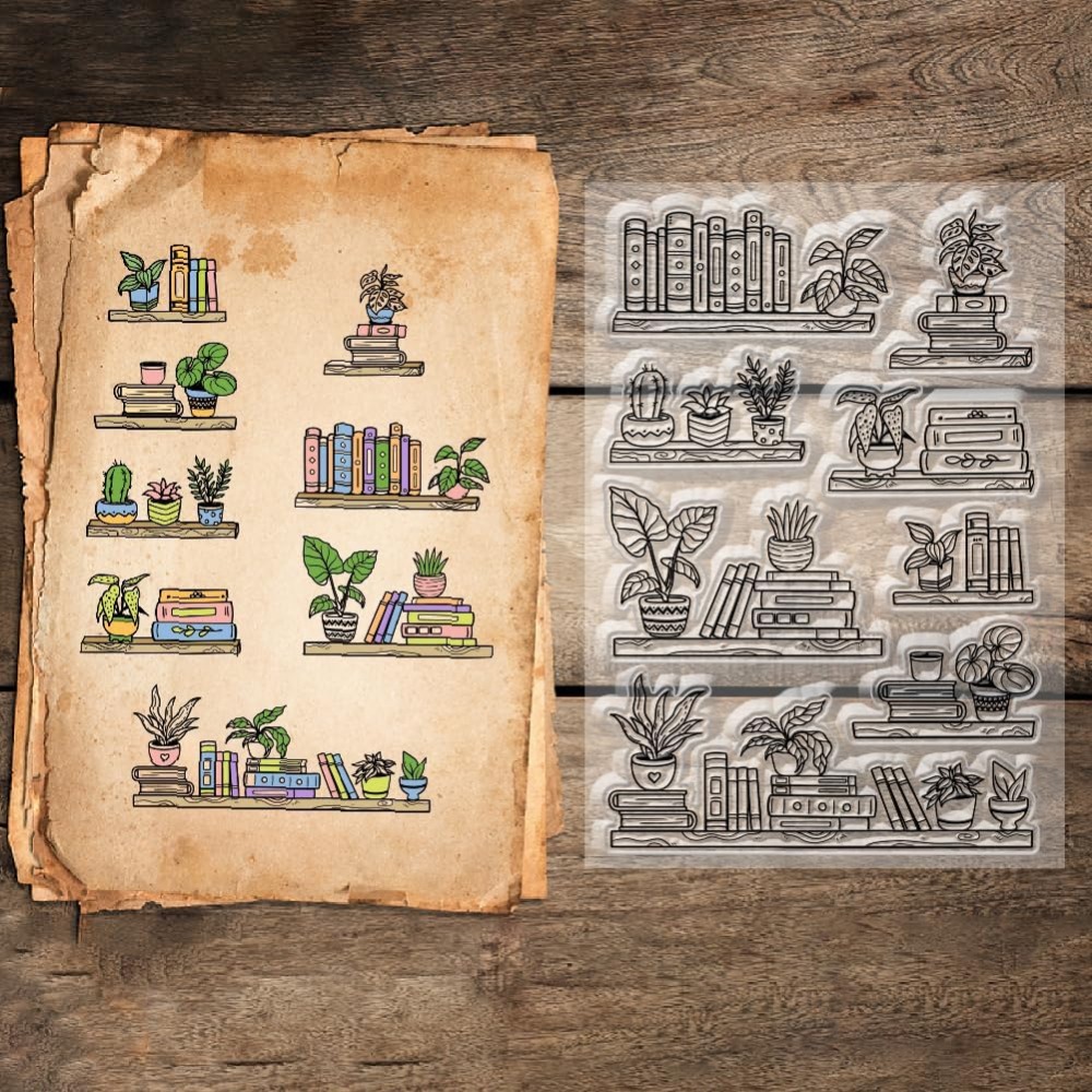 Potted Bookshelf Clear Stamps  - огляд і ціна Clear Silicone Stamps For Card Making