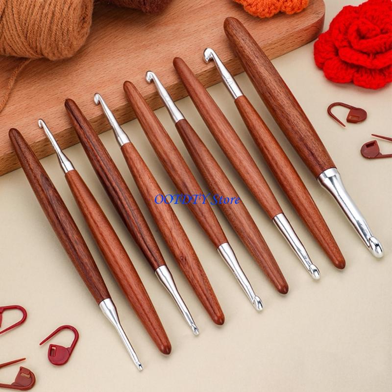 367A 8Pcs Wooden Handle Croche - огляд і ціна Wooden Crochet Hooks Ergonomic Handle