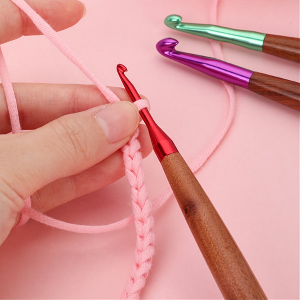 2026 New Crochet Hooks Set, Er - огляд і ціна Wooden Crochet Hooks Ergonomic Handle