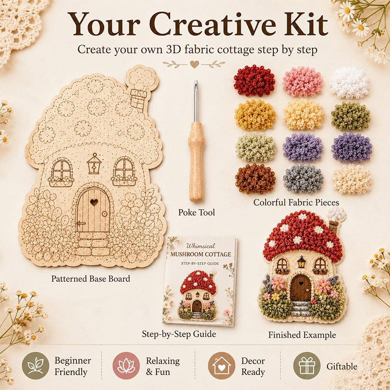 3D Mushroom House Poke Art DIY - огляд і ціна Embroidery