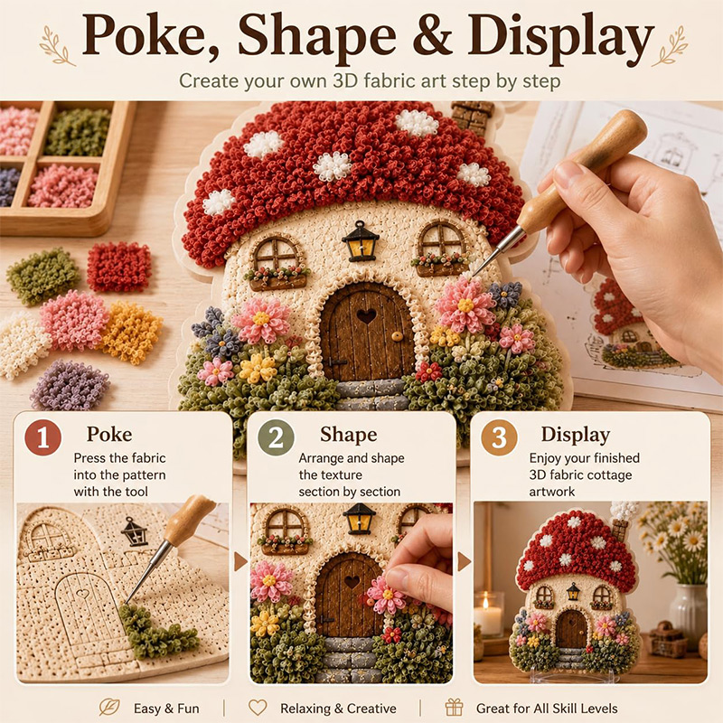3D Mushroom House Poke Art DIY - огляд і ціна Embroidery
