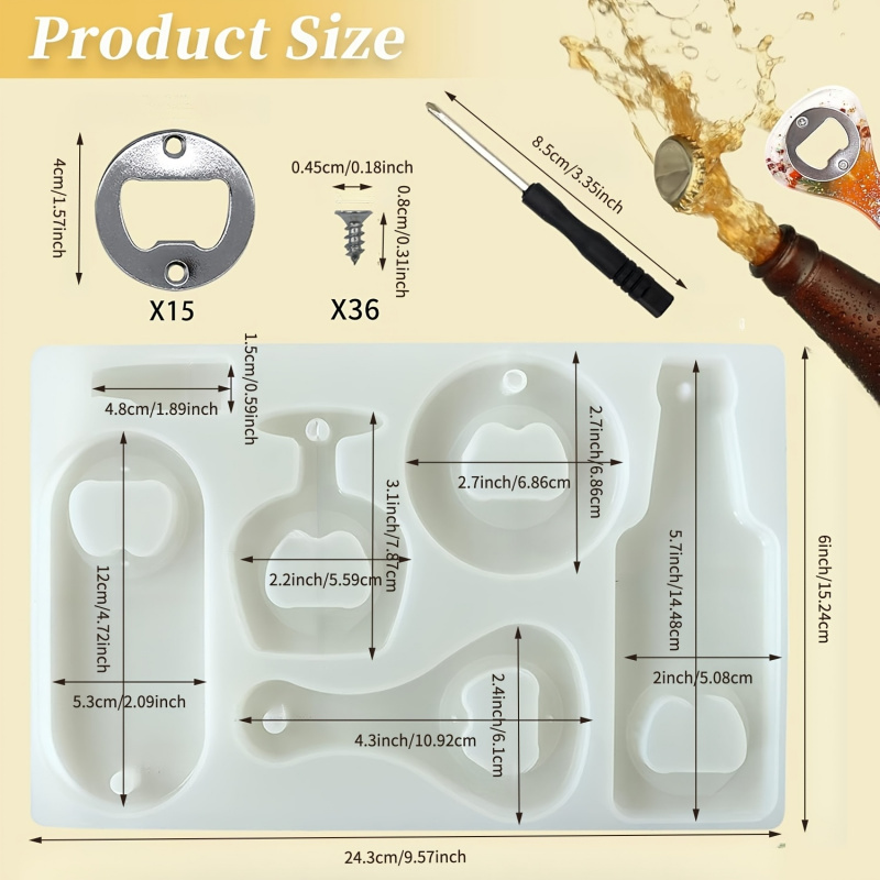 Bottle opener resin mold、Beer  - огляд і ціна Silicone Epoxy Resin Molds Set