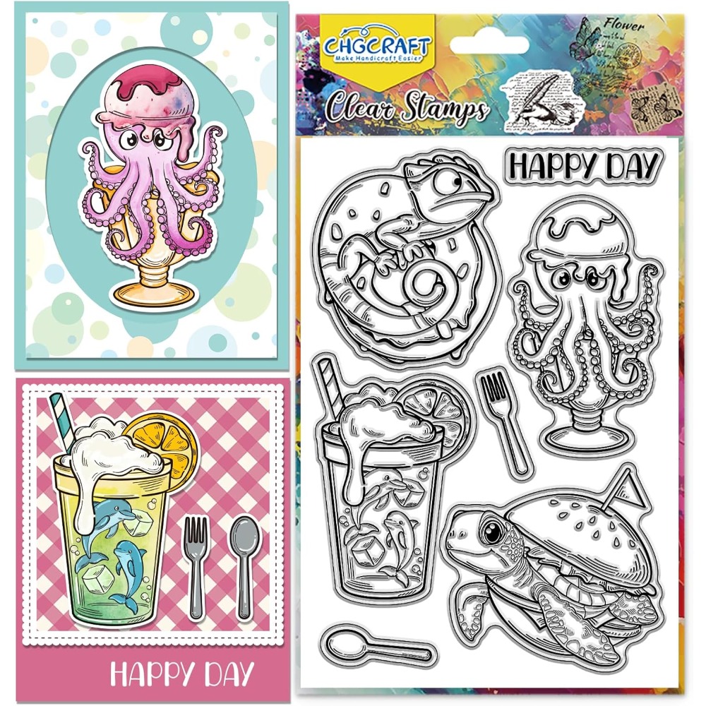 Marine Animal Clear Stamps Tur - огляд і ціна Clear Silicone Stamps For Card Making