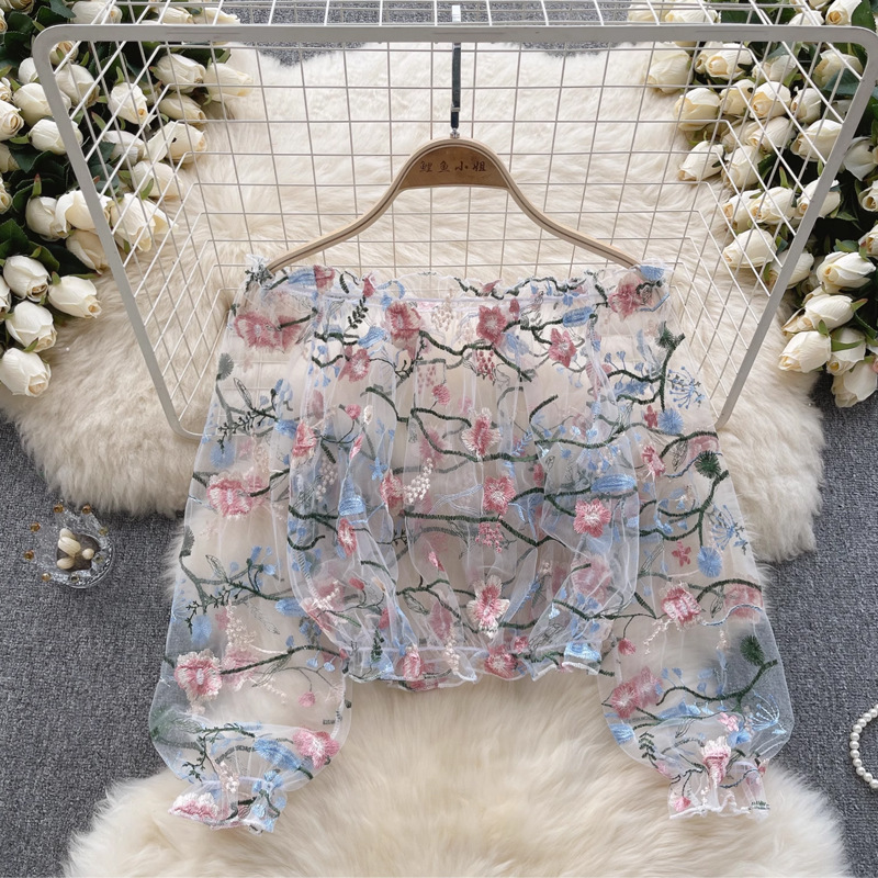 Women's Long Sleeve Floral Emb - огляд і ціна Embroidery