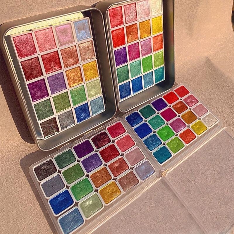 Pearlescent Paints Portable 20 - огляд і ціна Watercolor Paint Set Solid Pigment