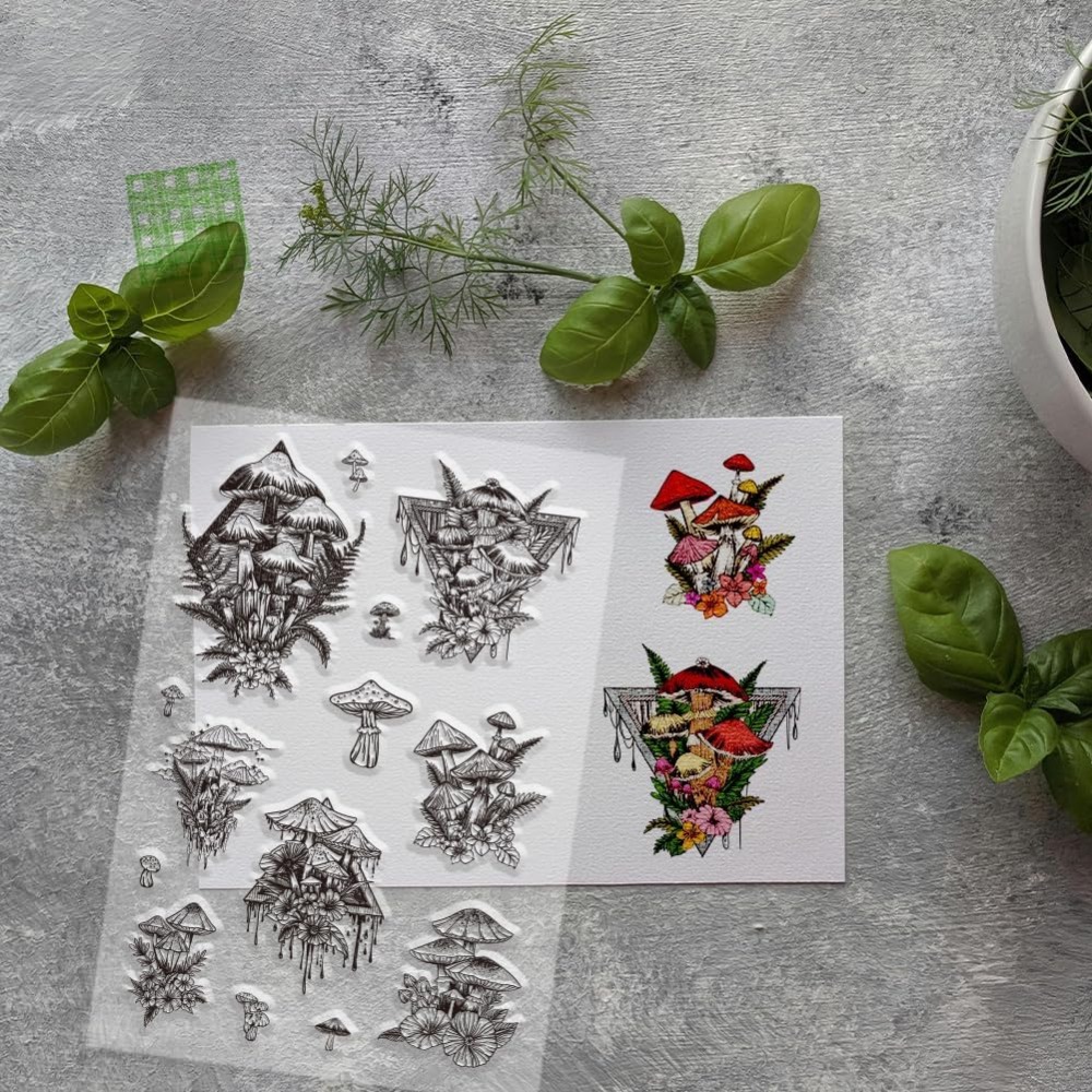 Mushroom Clear Stamp, Plant Si - огляд і ціна Clear Silicone Stamps For Card Making