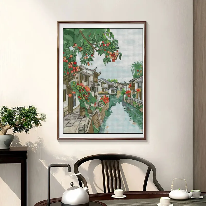 [[CC904-Water Town Jiangnan] D - огляд і ціна Cross Stitch Stamped Kits Beginners