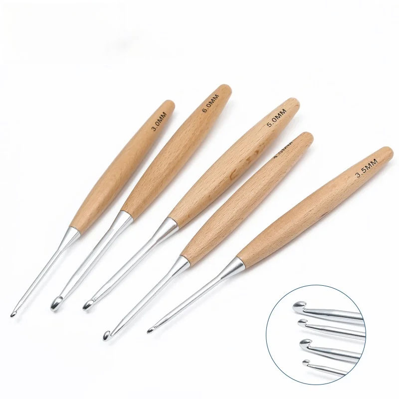 1/11pcs Wooden Handle Crochet  - огляд і ціна Wooden Crochet Hooks Ergonomic Handle