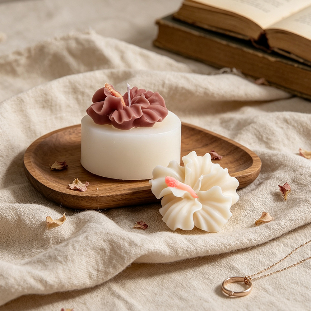2pcs Hibiscus Flower Candle Mo - огляд і ціна Silicone Epoxy Resin Molds Set